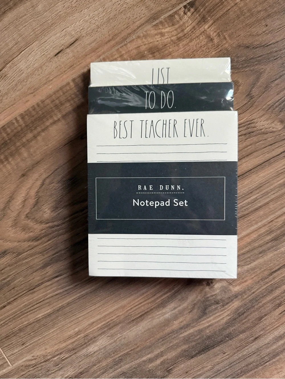 New Rae Dunn Black & White Notepad Set - 'Best Teacher Ever'